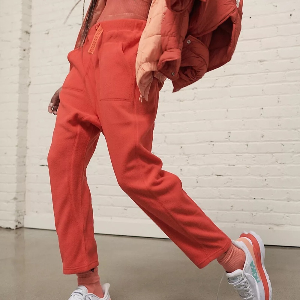 Free People XS Highline Fleece Harem Pants in Red